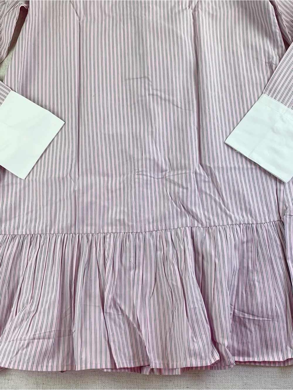 J crew women's 8 Tiered shirt-dress in striped cotton poplin long sleeve belted